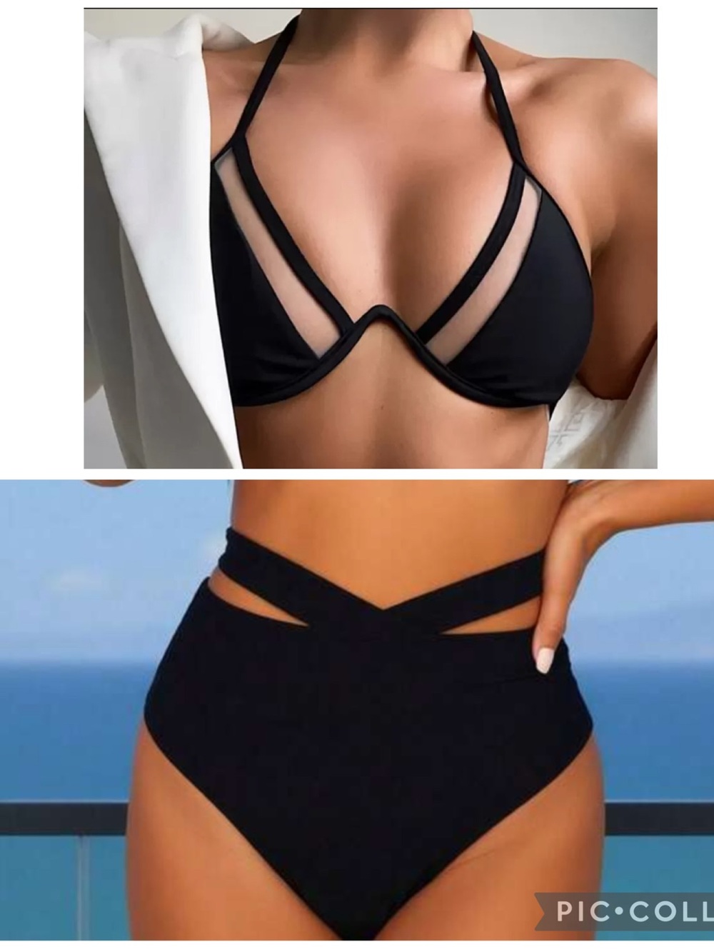 SHEIN Black Two-Piece Bikini Swimsuit size large (NWOT)